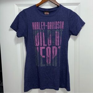 Harley-Davidson Wild at Heart Navy and Pink Tee